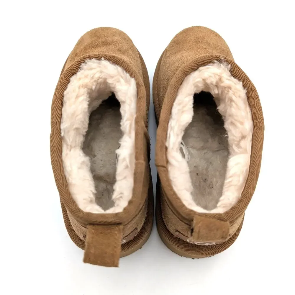 UGG Classic Ultra Mini Platform Boots Round Toe Kids' Chestnut Size US1 EU32.5
